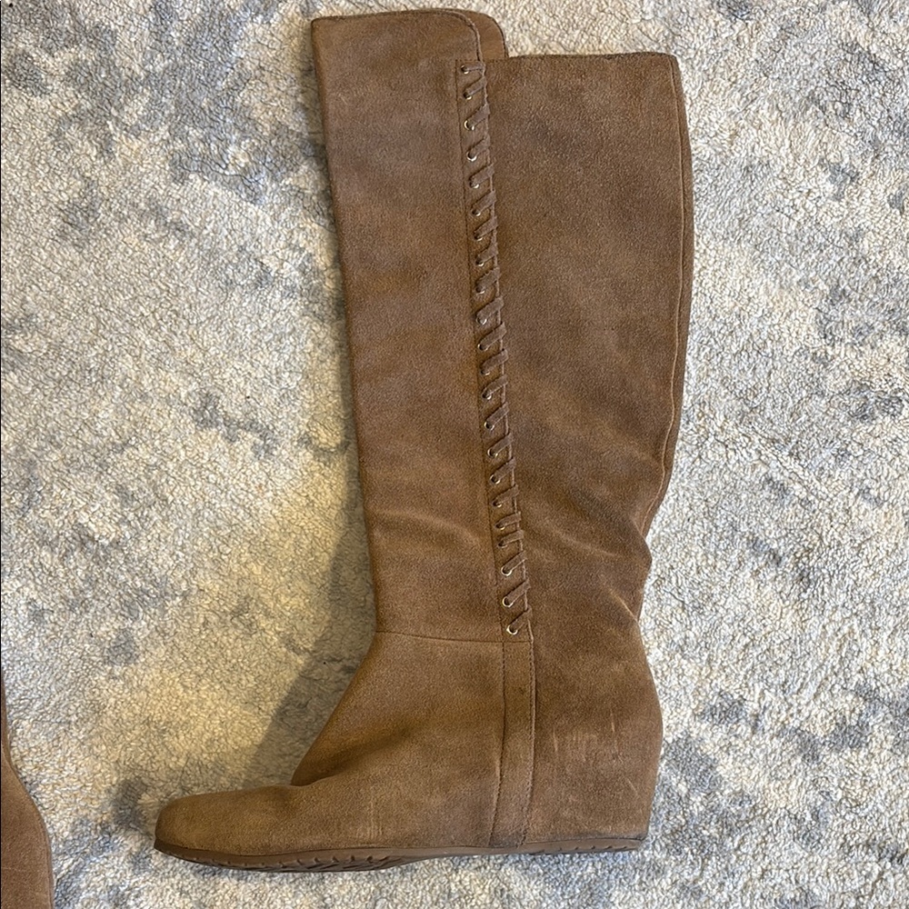 Brown Suede Knee-High Boots